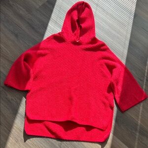 Old Navy Bright Red Hooded Knit Sweater